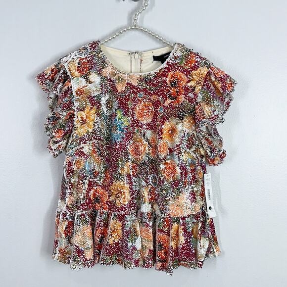 Aqua multicolored sequined blouse size small - Picture 1 of 7